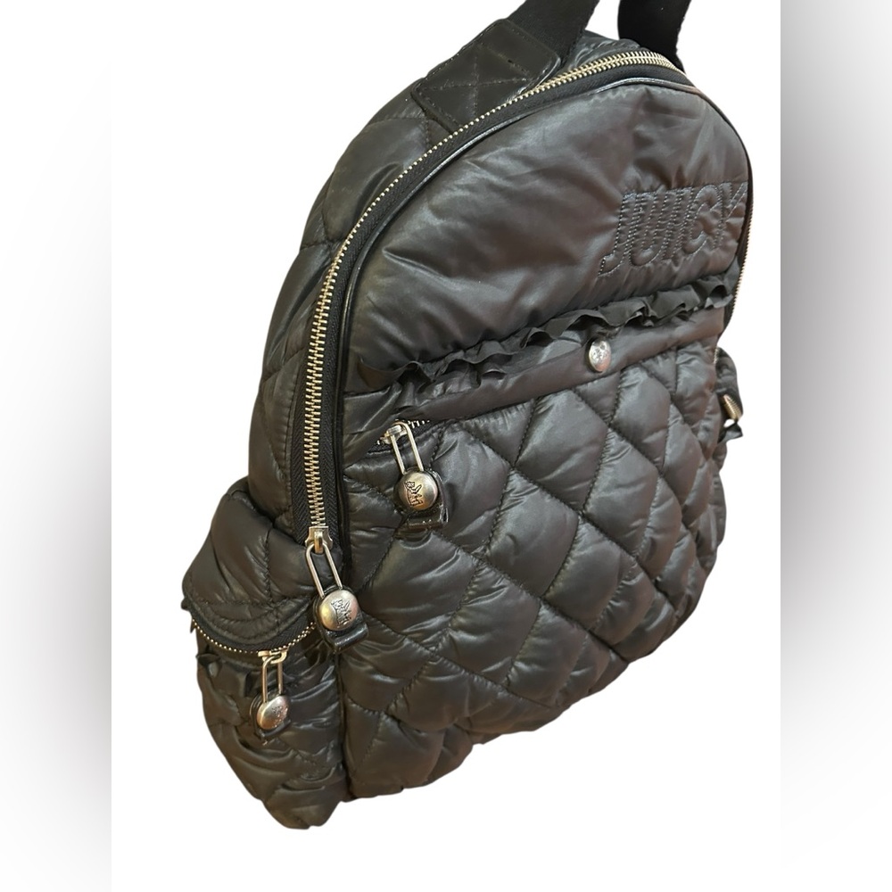 Vintage Y2K Juicy Couture Black Quilted Backpack - Picture 3 of 7